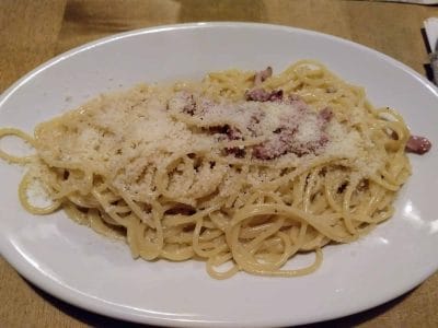 original italienische Spaghetti Carbonara im Piccolo Toscana in Oberammergau