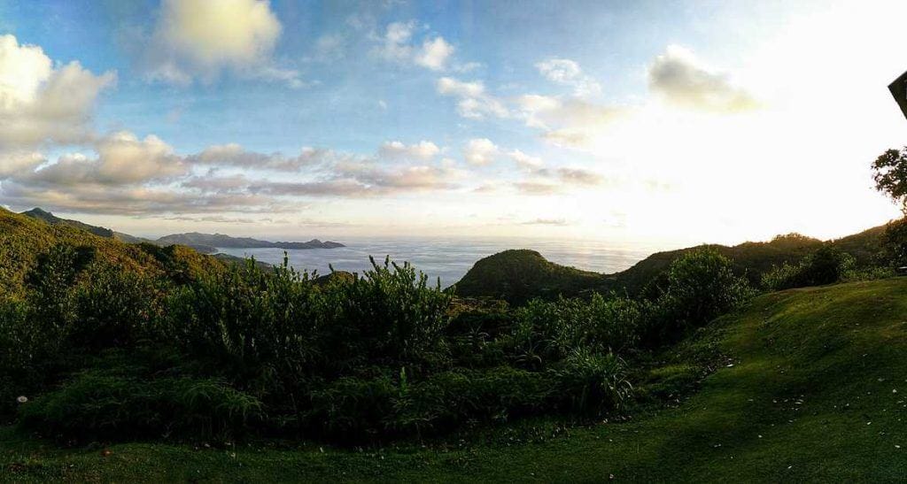 Panorama Sonnenuntergang Mission Lodge auf Mahe Seychellen