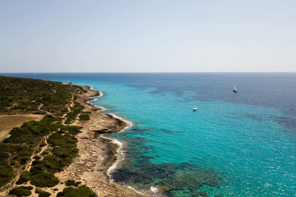 Aufnahme Drohne Küstenwanderung Mallorca