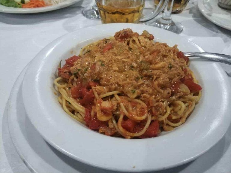 Spaghetti im Restaurant Ipanema auf Santiago Kapverden